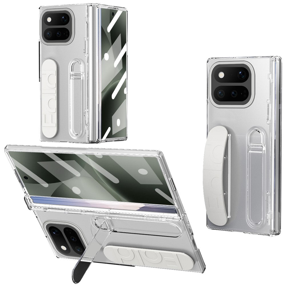 For Google Pixel 11 Pro Fold Case Kickstand Wristband PC Phone Cover with Tempered Glass Film