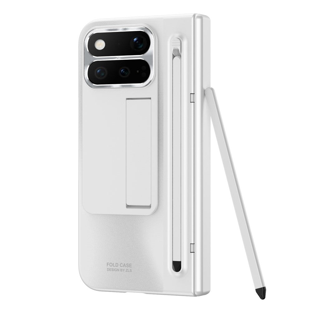 For Google Pixel 11 Pro Fold Case Kickstand Hinge PC Phone Cover with Tempered Glass Film, Stylus