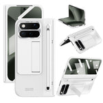 For Google Pixel 11 Pro Fold Case Kickstand Hinge PC Phone Cover with Tempered Glass Film, Stylus
