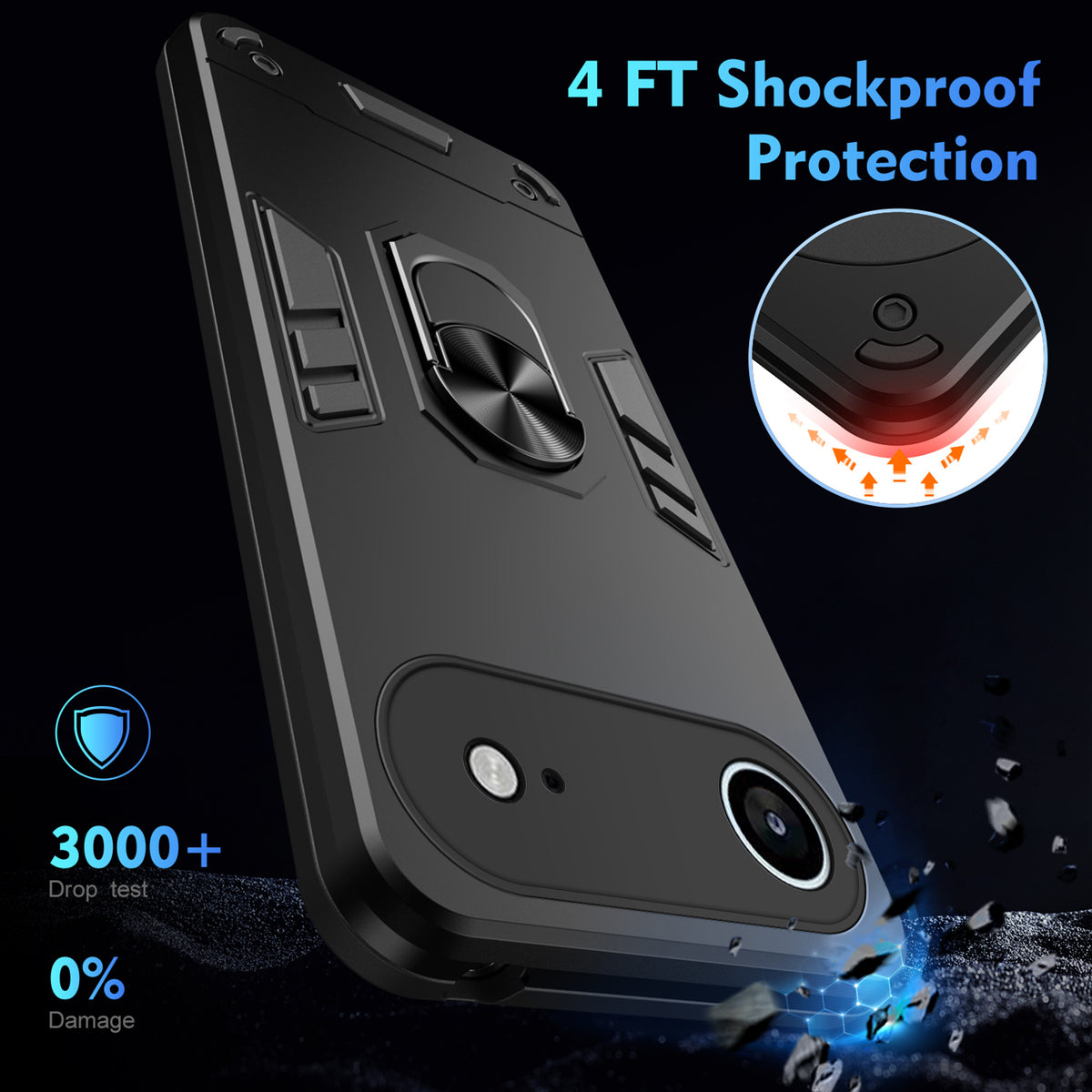 WANLONFENG til iPhone Air YS Series Cover Stødsikkert PC TPU Telefoncover med 2 stk. hærdet glasfilm