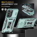 Armor Series til Samsung Galaxy A23 4G / 5G (Global Version) Kickstand Design Telefoncover PC + TPU Beskyttende Bagcover med Skydbart Kameradæksel