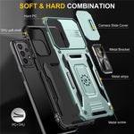 Armor Series til Samsung Galaxy A23 4G / 5G (Global Version) Kickstand Design Telefoncover PC + TPU Beskyttende Bagcover med Skydbart Kameradæksel