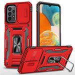 Armor Series til Samsung Galaxy A23 4G / 5G (Global Version) Kickstand Design Telefoncover PC + TPU Beskyttende Bagcover med Skydbart Kameradæksel