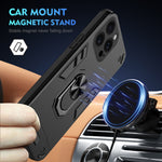WANLONFENG for iPhone 15 Pro Max YS Series Case Kicktand Shockproof PC TPU Phone Cover with 2Pcs Tempered Glass Film