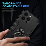 WANLONFENG for iPhone 15 Pro Max YS Series Case Kicktand Shockproof PC TPU Phone Cover with 2Pcs Tempered Glass Film