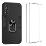 WANLONFENG til Samsung Galaxy A55 5G YS Series Cover Kicktand Stødsikkert PC TPU Telefoncover med 2 stk. Hærdet Glasfilm