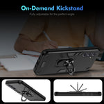 WANLONFENG til Samsung Galaxy A55 5G YS Series Cover Kicktand Stødsikkert PC TPU Telefoncover med 2 stk. Hærdet Glasfilm