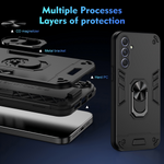 WANLONFENG til Samsung Galaxy A55 5G YS Series Cover Kicktand Stødsikkert PC TPU Telefoncover med 2 stk. Hærdet Glasfilm
