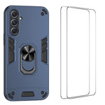 WANLONFENG til Samsung Galaxy A55 5G YS Series Cover Kicktand Stødsikkert PC TPU Telefoncover med 2 stk. Hærdet Glasfilm