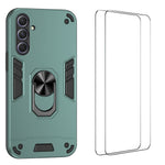 WANLONFENG til Samsung Galaxy A55 5G YS Series Cover Kicktand Stødsikkert PC TPU Telefoncover med 2 stk. Hærdet Glasfilm