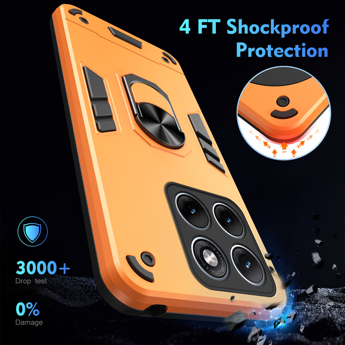 WANLONFENG-etui til Motorola Edge 70 Fusion+ 5G / Motorola Edge 70 Fusion 5G, YS-serien, stødsikkert PC- og TPU-mobilcover med 2 hærdede glasfilm