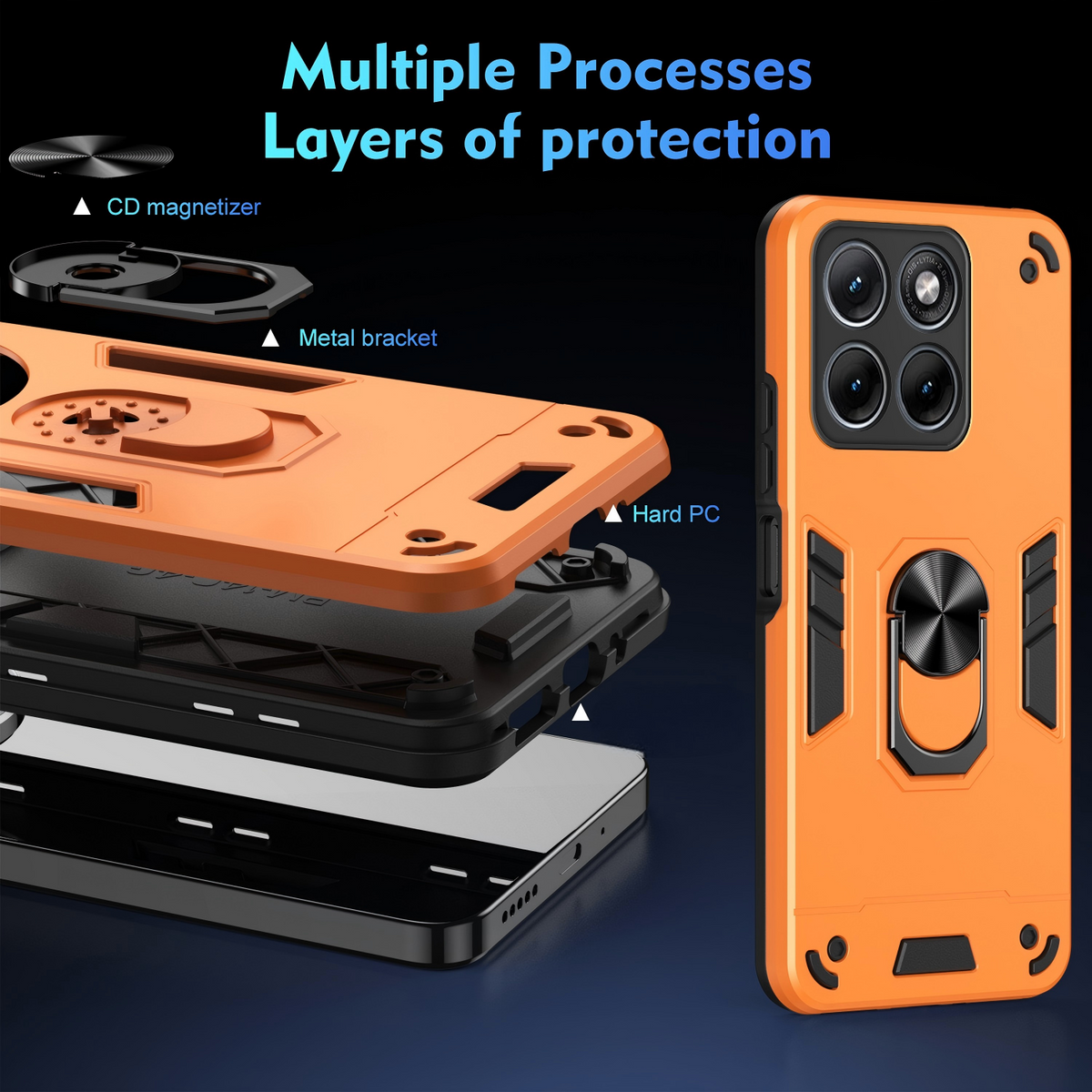 WANLONFENG-etui til Motorola Edge 70 Fusion+ 5G / Motorola Edge 70 Fusion 5G, YS-serien, stødsikkert PC- og TPU-mobilcover med 2 hærdede glasfilm