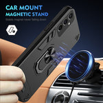WANLONFENG for Samsung Galaxy S24 FE YS Series Case Kickstand Shockproof PC TPU Phone Cover with 2Pcs Tempered Glass Film