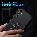 WANLONFENG for Samsung Galaxy S24 FE YS Series Case Kickstand Shockproof PC TPU Phone Cover with 2Pcs Tempered Glass Film