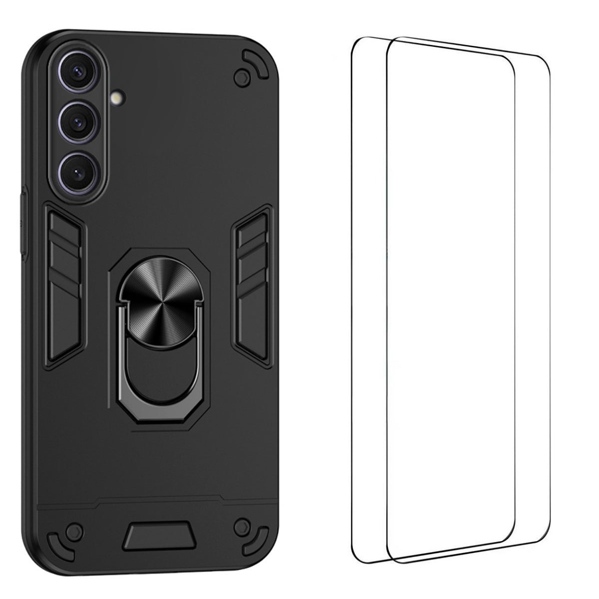 WANLONFENG til Samsung Galaxy S25+ YS Series Cover Kickstand Stødsikkert PC TPU Telefoncover med 2 stk. Hærdet Glasfilm