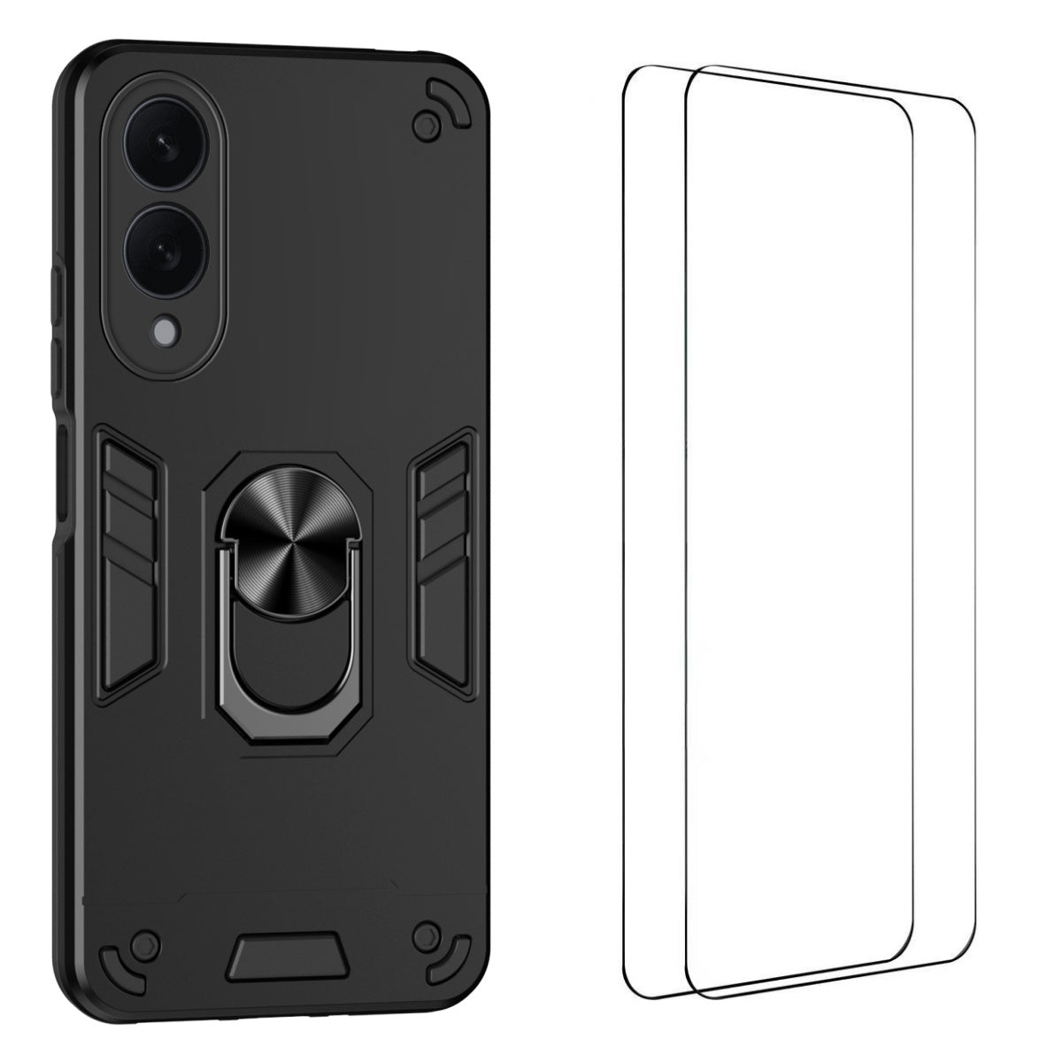 WANLONFENG för Samsung Galaxy S25 Edge YS-seriens skal, stötsäkert PC TPU-mobilskal med 2 st. härdat glasfilm