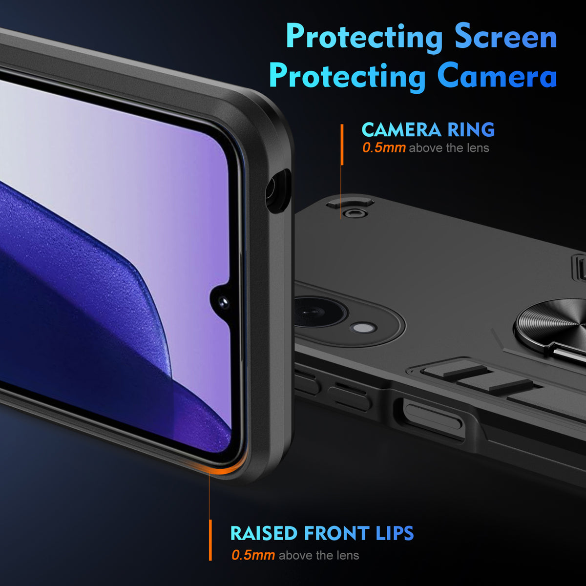WANLONFENG för Samsung Galaxy S25 Edge YS-seriens skal, stötsäkert PC TPU-mobilskal med 2 st. härdat glasfilm