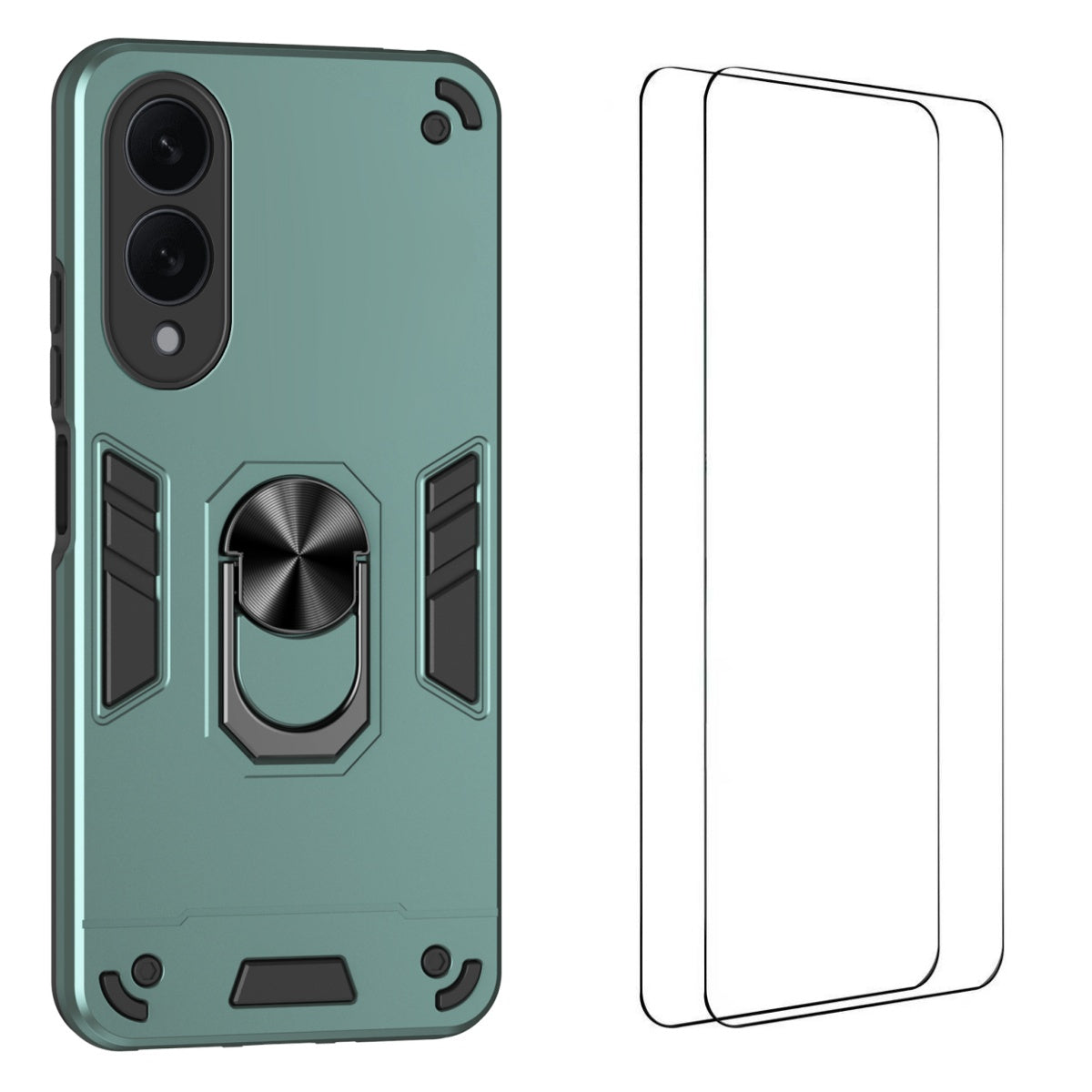 WANLONFENG för Samsung Galaxy S25 Edge YS-seriens skal, stötsäkert PC TPU-mobilskal med 2 st. härdat glasfilm