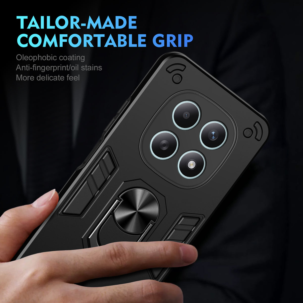 WANLONFENG for Xiaomi Poco M8 5G / Xiaomi Redmi Note 15 5G (Global) YS Series Case Kicktand Shockproof PC TPU Phone Cover with 2Pcs Tempered Glass Film