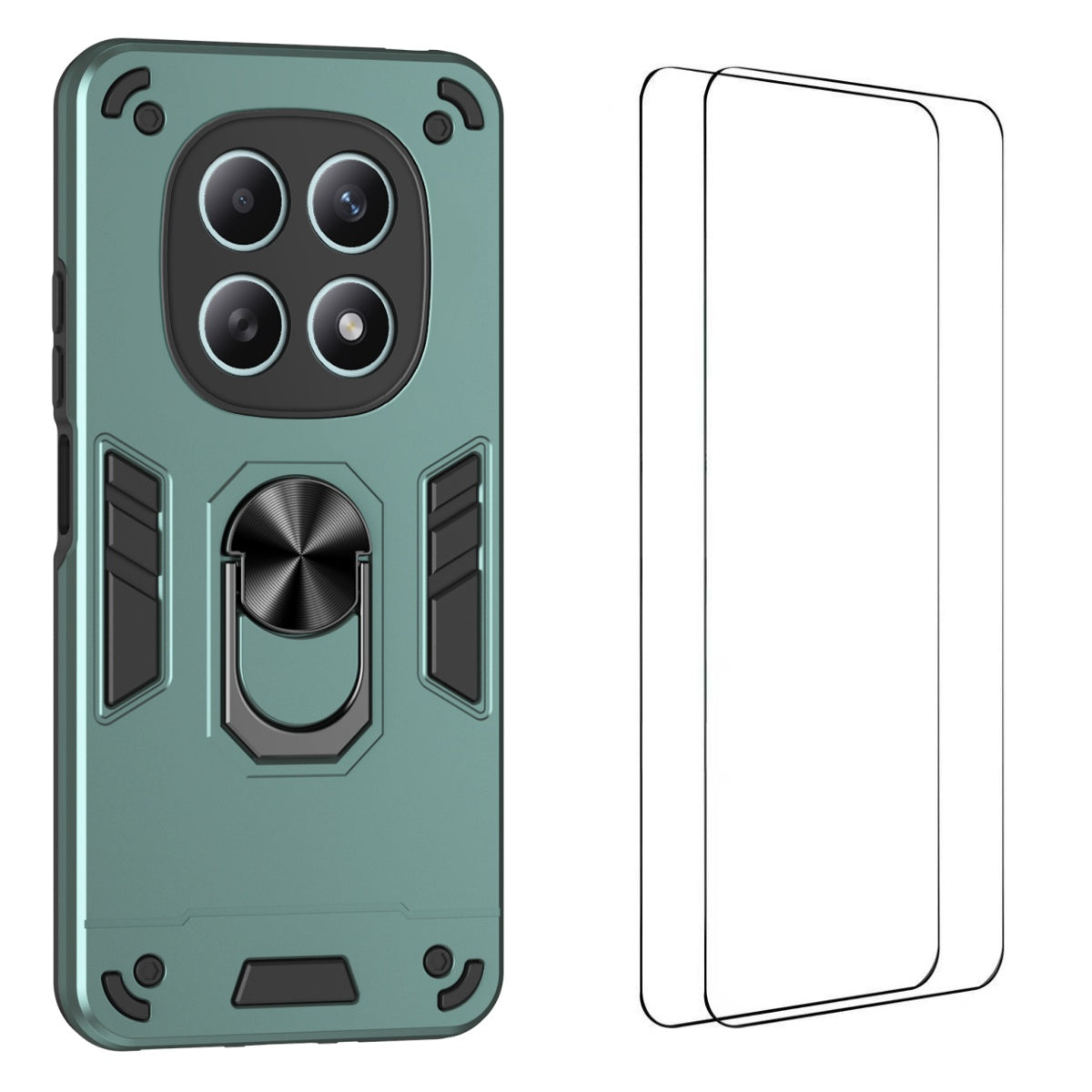 WANLONFENG till Xiaomi Redmi Note 15 4G (Global) YS Series-fodral Stötsäkert PC TPU-telefonfodral med 2 st skärmskydd i härdat glas