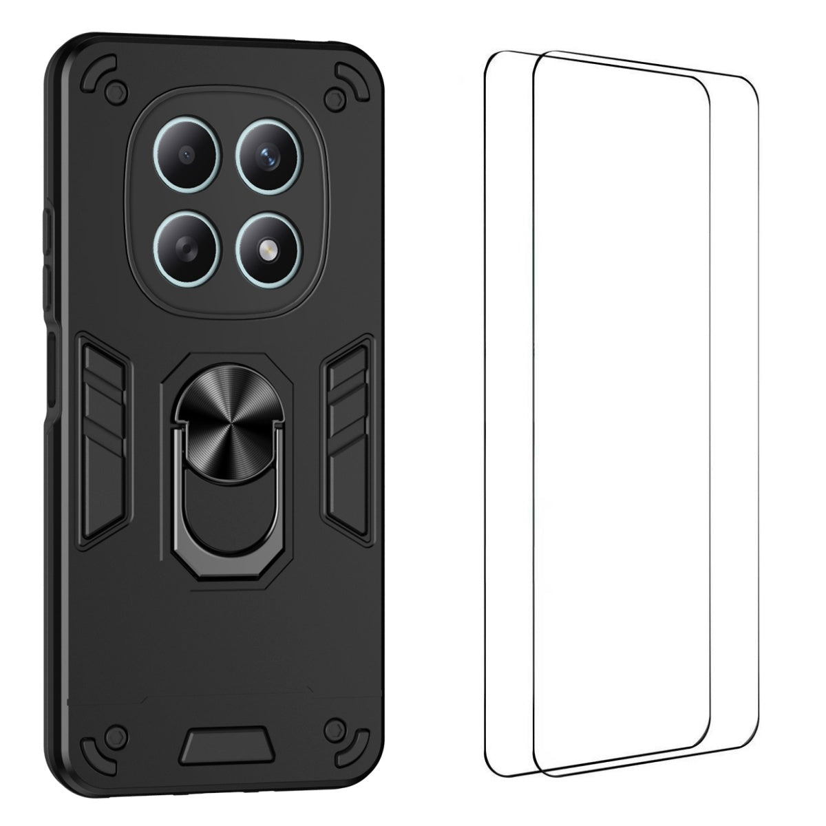 WANLONFENG for Xiaomi Redmi Note 15 Pro 5G (Global) YS Series Case Kicktand Shockproof PC TPU Phone Cover with 2Pcs Tempered Glass Film