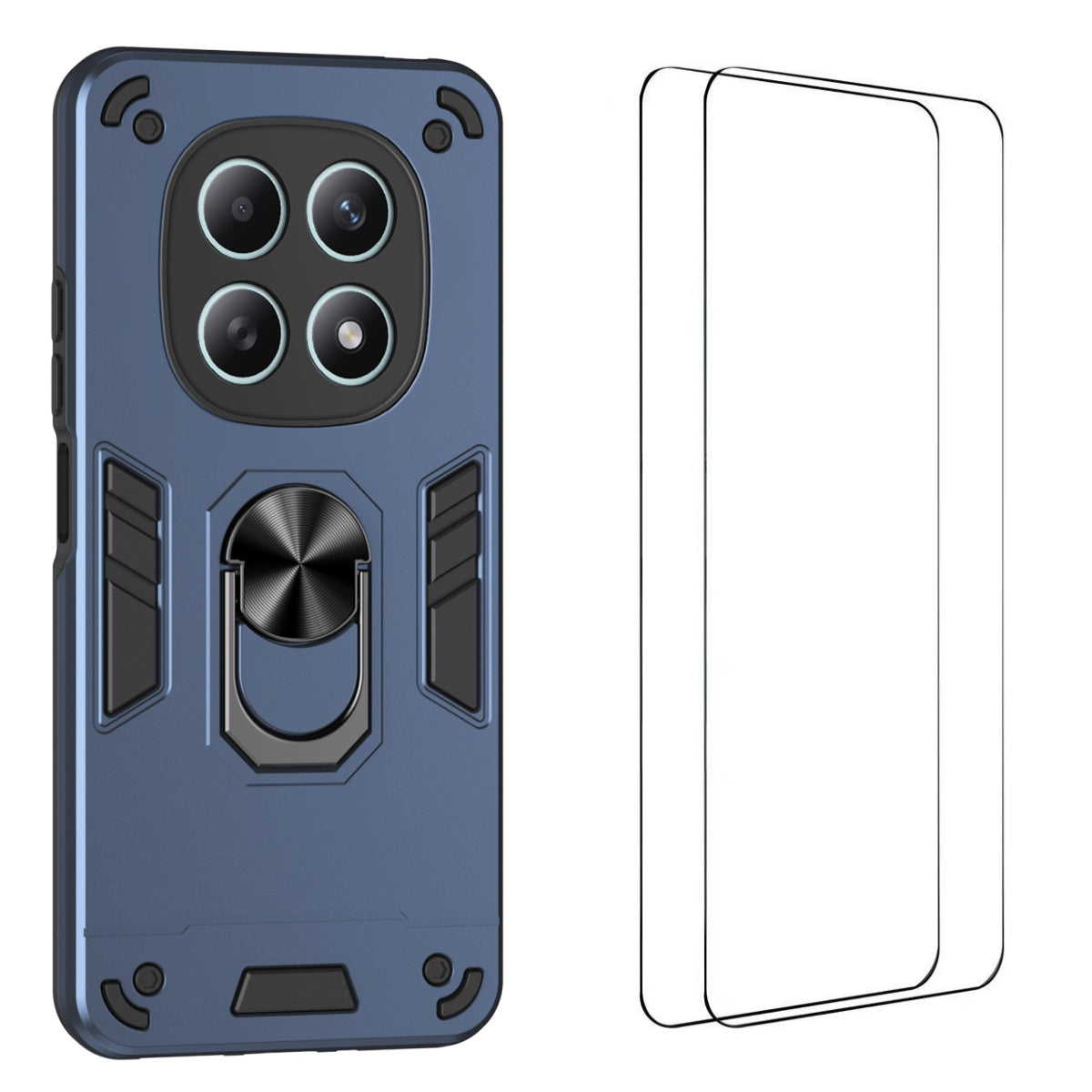 WANLONFENG for Xiaomi Redmi Note 15 Pro 5G (Global) YS Series Case Kicktand Shockproof PC TPU Phone Cover with 2Pcs Tempered Glass Film