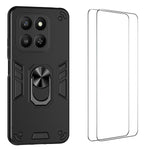 WANLONFENG for Honor 400 Smart 4G / Honor X7d 4G / Honor 400 Smart 5G YS Series Case Kickstand Shockproof PC TPU Phone Cover with 2Pcs Tempered Glass Film