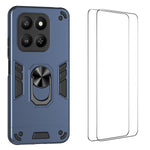 WANLONFENG for Honor 400 Smart 4G / Honor X7d 4G / Honor 400 Smart 5G YS Series Case Kickstand Shockproof PC TPU Phone Cover with 2Pcs Tempered Glass Film