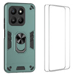 WANLONFENG for Honor 400 Smart 4G / Honor X7d 4G / Honor 400 Smart 5G YS Series Case Kickstand Shockproof PC TPU Phone Cover with 2Pcs Tempered Glass Film