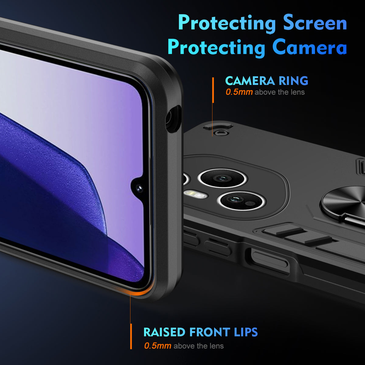 WANLONFENG for Honor 400 Pro 5G (Global) YS Series Case Kicktand Shockproof PC TPU Phone Cover with 2Pcs Tempered Glass Film