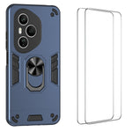WANLONFENG for Honor 400 Pro 5G (Global) YS Series Case Kicktand Shockproof PC TPU Phone Cover with 2Pcs Tempered Glass Film