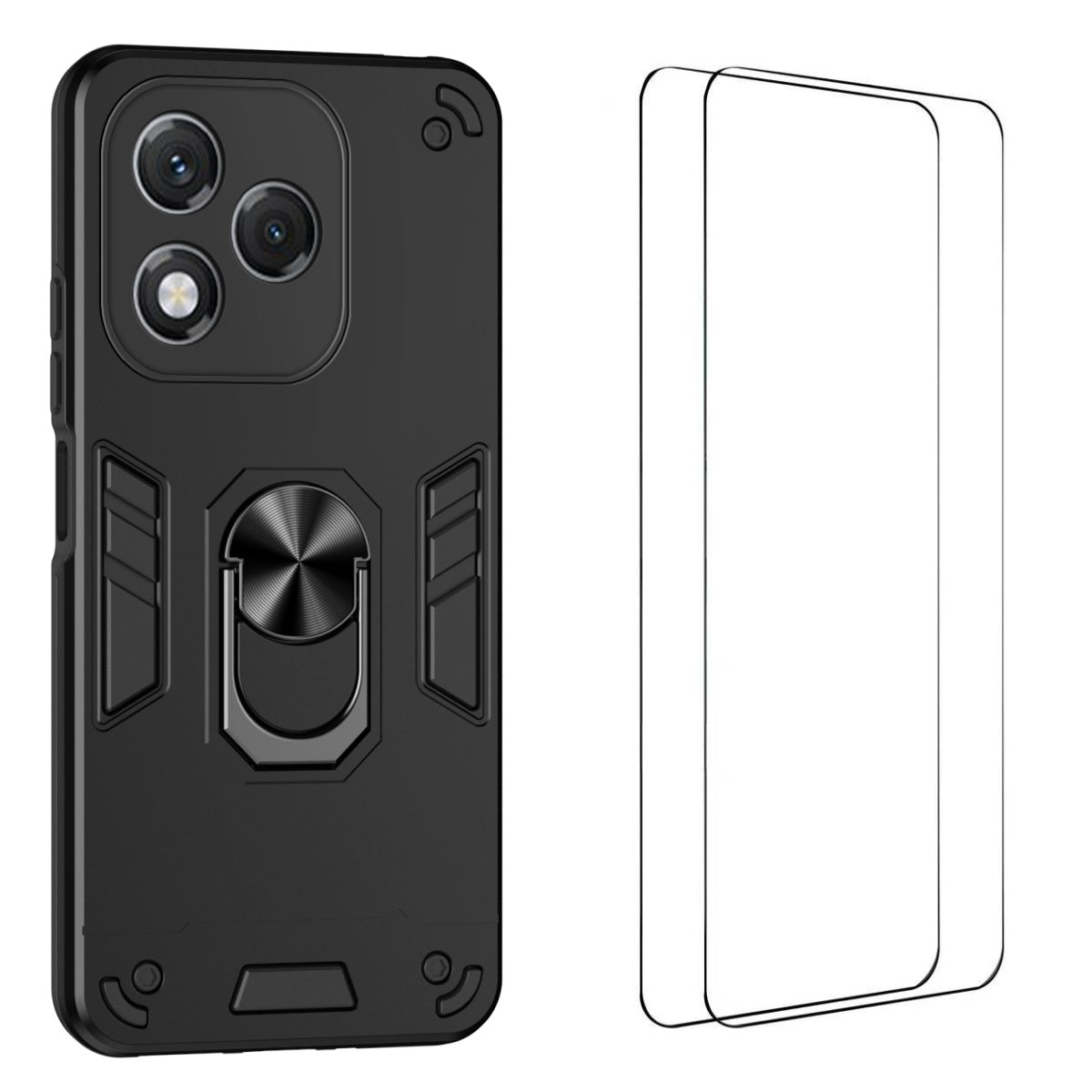 WANLONFENG til Honor 400 Lite 5G YS Series Cover Kickstand Stødsikker PC TPU Telefoncover med 2 stk. Hærdet Glasfilm
