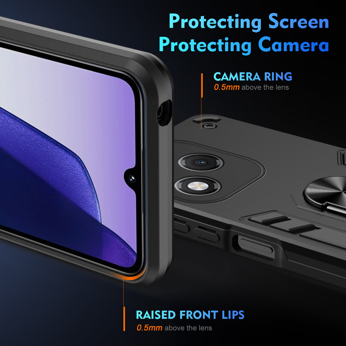 WANLONFENG til Honor 400 Lite 5G YS Series Cover Kickstand Stødsikker PC TPU Telefoncover med 2 stk. Hærdet Glasfilm