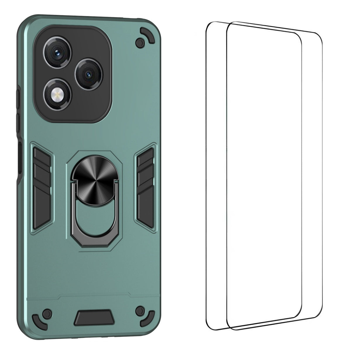 WANLONFENG til Honor 400 Lite 5G YS Series Cover Kickstand Stødsikker PC TPU Telefoncover med 2 stk. Hærdet Glasfilm