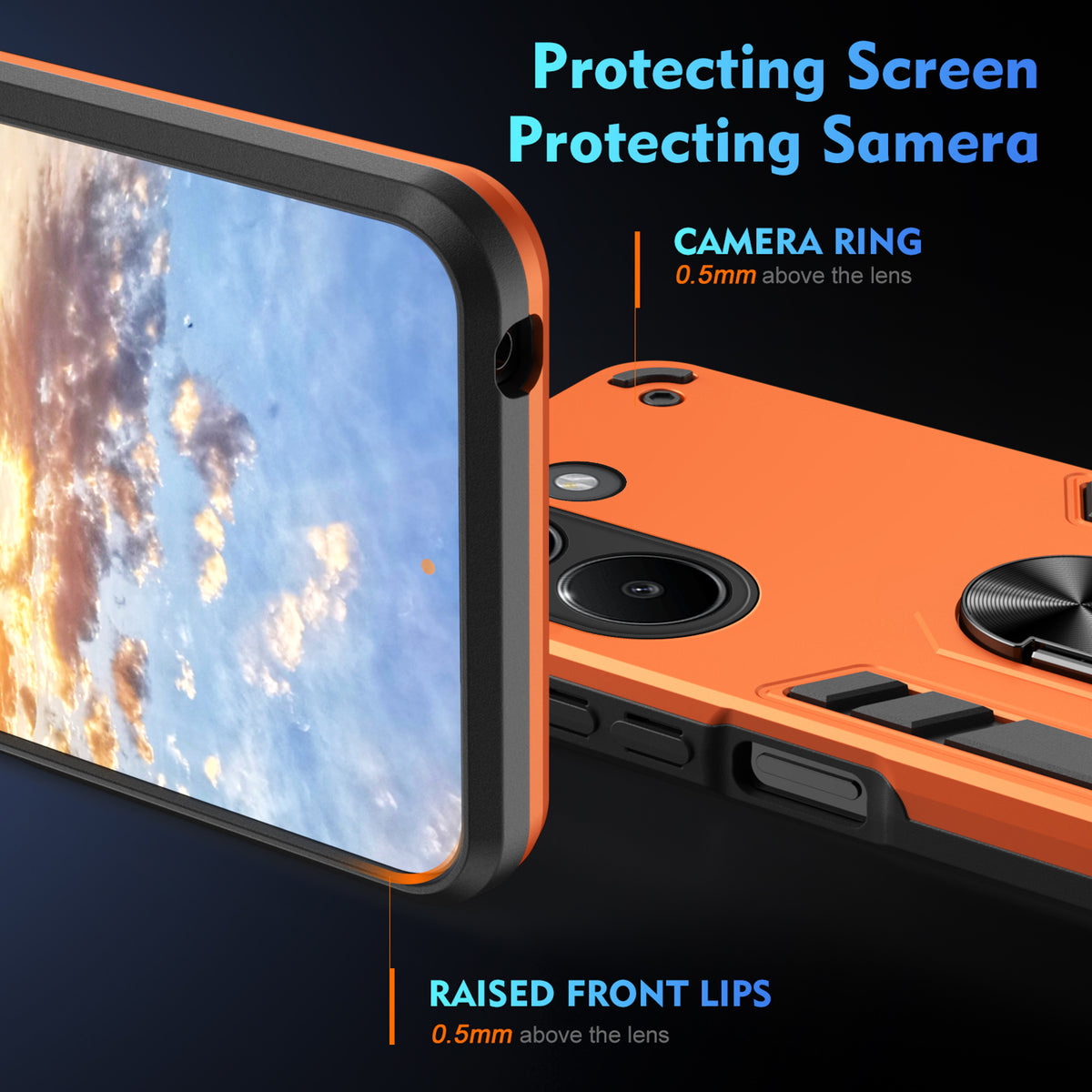 WANLONFENG for Xiaomi Redmi Turbo 5 5G / Xiaomi Poco X8 Pro 5G YS Series Case Kicktand Shockproof PC TPU Phone Cover with 2Pcs Tempered Glass Film