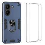WANLONFENG for Xiaomi Redmi Turbo 5 5G / Xiaomi Poco X8 Pro 5G YS Series Case Kicktand Shockproof PC TPU Phone Cover with 2Pcs Tempered Glass Film