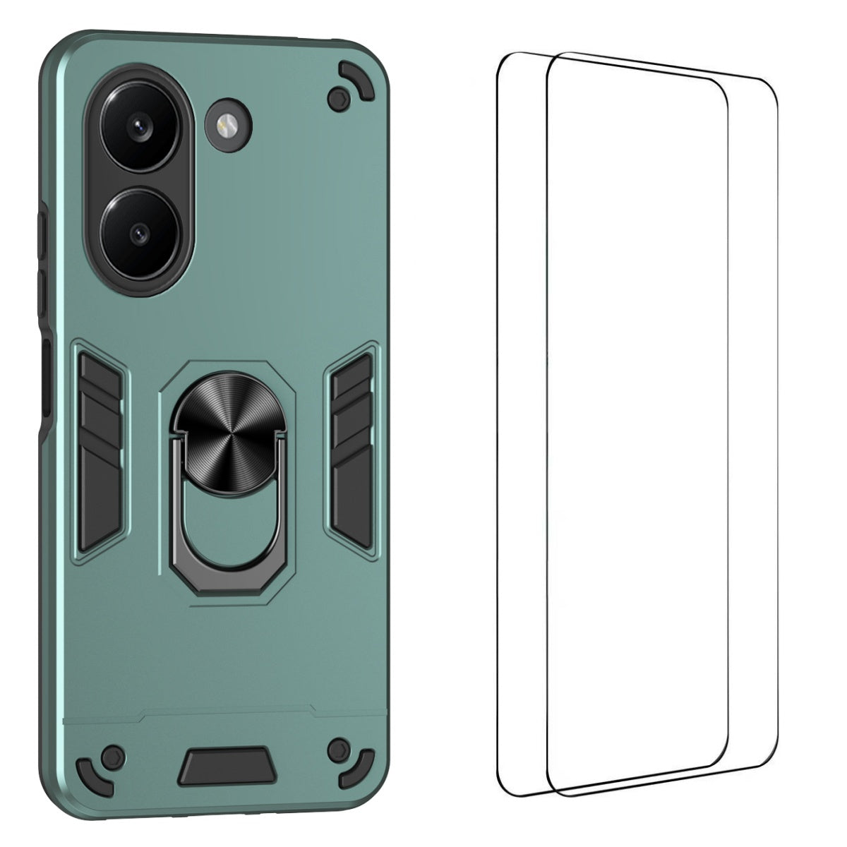 WANLONFENG for Xiaomi Redmi Turbo 5 5G / Xiaomi Poco X8 Pro 5G YS Series Case Kicktand Shockproof PC TPU Phone Cover with 2Pcs Tempered Glass Film
