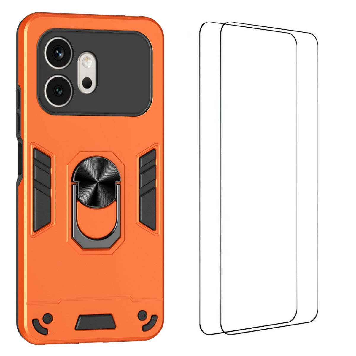 WANLONFENG för Honor 600 5G YS-seriens skal, stötsäkert PC TPU-mobilskal med 2 st. härdat glasfilm