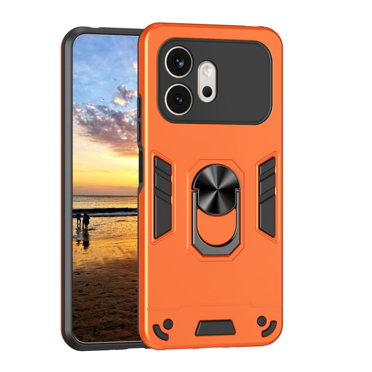 WANLONFENG för Honor 600 5G YS-seriens skal, stötsäkert PC TPU-mobilskal med 2 st. härdat glasfilm