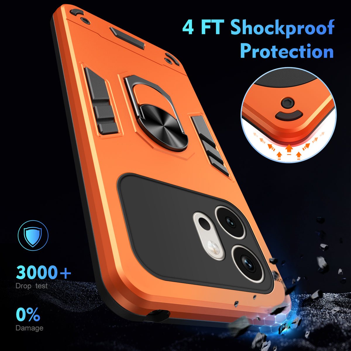 WANLONFENG för Honor 600 5G YS-seriens skal, stötsäkert PC TPU-mobilskal med 2 st. härdat glasfilm