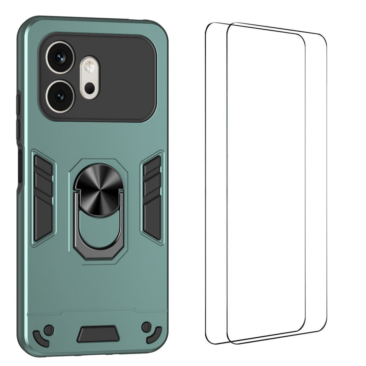 WANLONFENG för Honor 600 5G YS-seriens skal, stötsäkert PC TPU-mobilskal med 2 st. härdat glasfilm