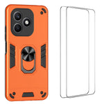 WANLONFENG for Honor X8d 4G YS Series Case Kickstand Shockproof PC TPU Phone Cover with 2Pcs Tempered Glass Film
