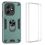 WANLONFENG for Honor X8d 4G YS Series Case Kickstand Shockproof PC TPU Phone Cover with 2Pcs Tempered Glass Film
