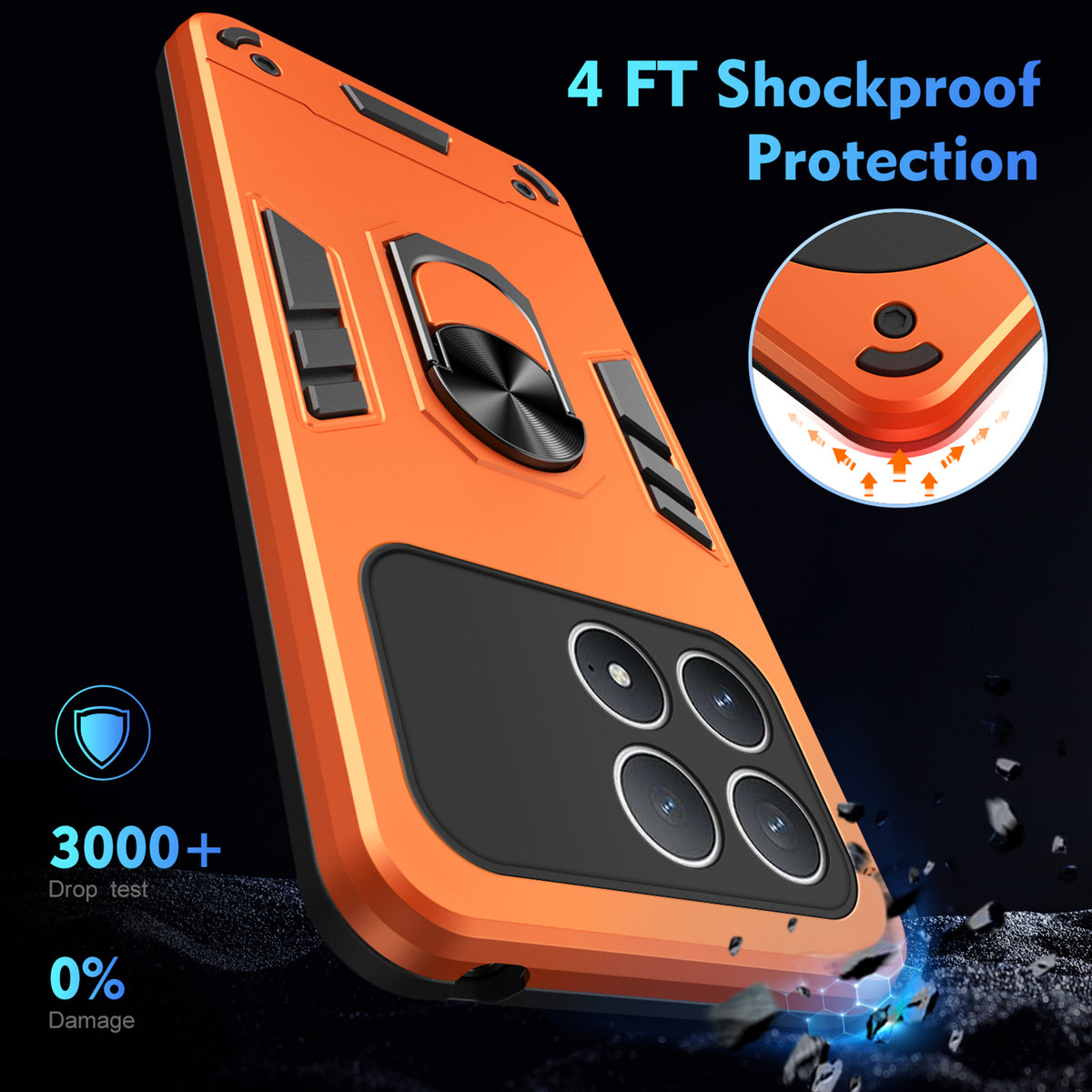 WANLONFENG för Xiaomi Poco F8 Pro 5G / Xiaomi Redmi K90 5G YS-seriens skal, stötsäkert PC TPU-mobilskal med 2 st. härdat glasfilm