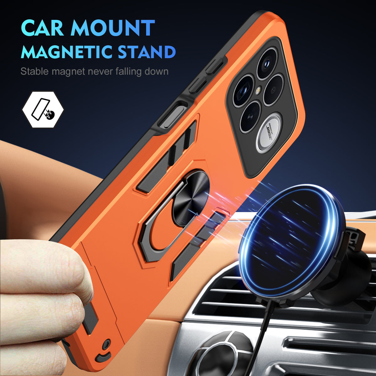 WANLONFENG for Xiaomi Poco F8 Ultra / Xiaomi Redmi K90 Pro Max 5G YS Series Case Kicktand Shockproof PC TPU Phone Cover with 2Pcs Tempered Glass Film