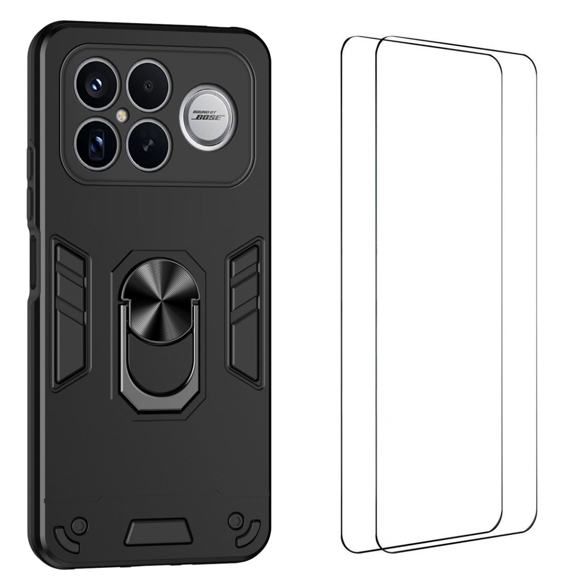 WANLONFENG for Xiaomi Poco F8 Ultra / Xiaomi Redmi K90 Pro Max 5G YS Series Case Kicktand Shockproof PC TPU Phone Cover with 2Pcs Tempered Glass Film