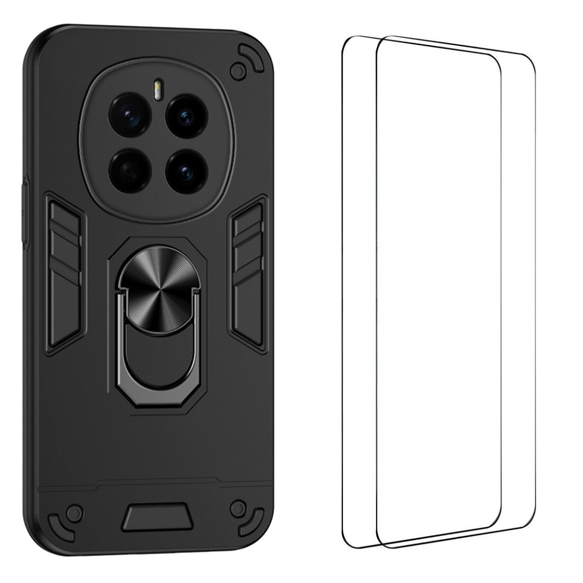 WANLONFENG for Honor Magic7 5G YS Series Case Kicktand Shockproof PC TPU Phone Cover with 2Pcs Tempered Glass Film