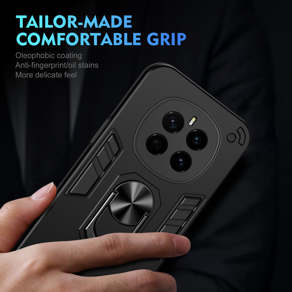 WANLONFENG for Honor Magic7 5G YS Series Case Kicktand Shockproof PC TPU Phone Cover with 2Pcs Tempered Glass Film