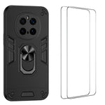 WANLONFENG for Honor Magic7 Pro 5G YS Series Case Kicktand Shockproof PC TPU Phone Cover with 2Pcs Tempered Glass Film