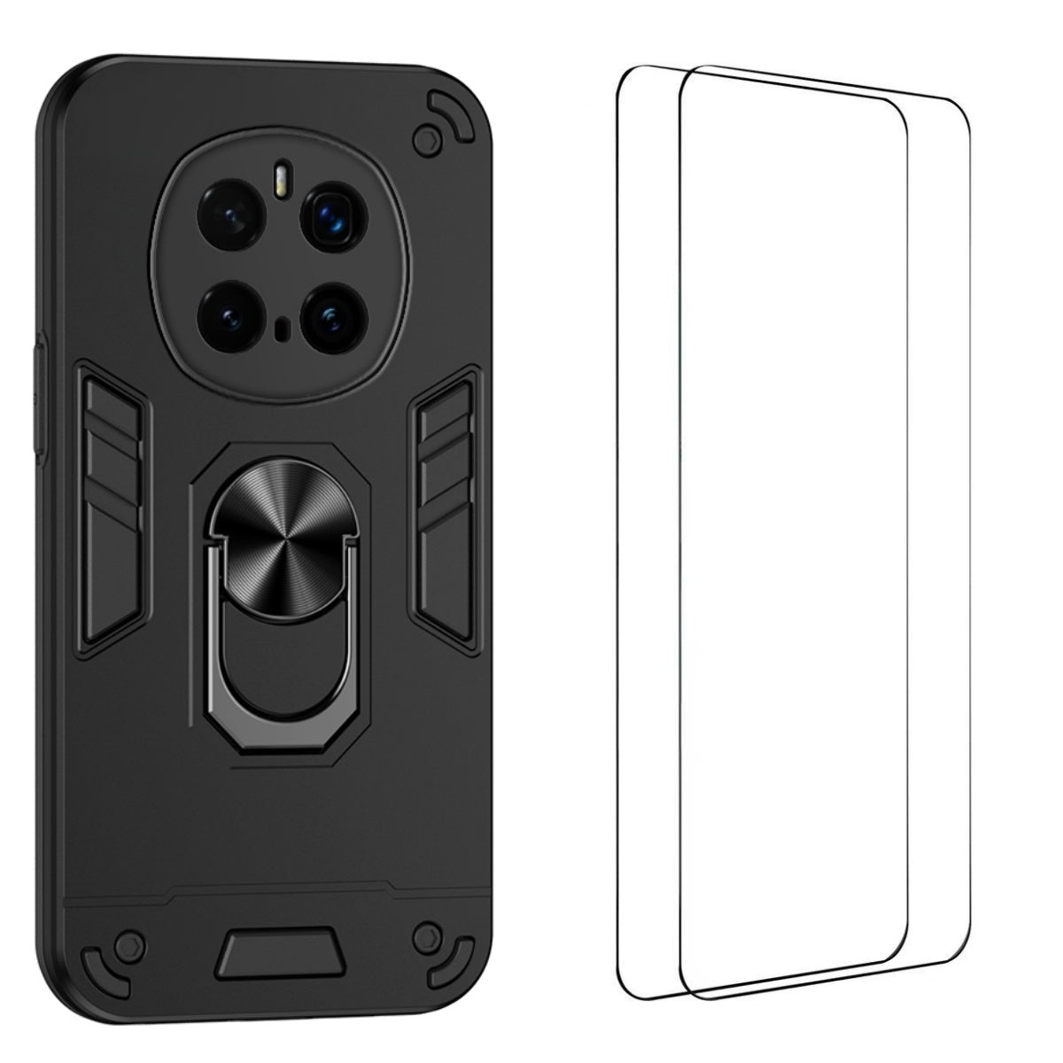WANLONFENG for Honor Magic7 Pro 5G YS Series Case Kicktand Shockproof PC TPU Phone Cover with 2Pcs Tempered Glass Film